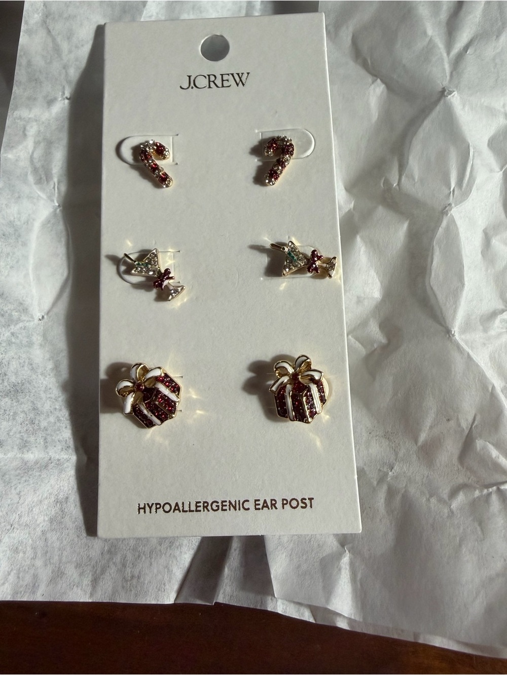 J. Crew Festive Red and Gold Holiday Stud Earring Set